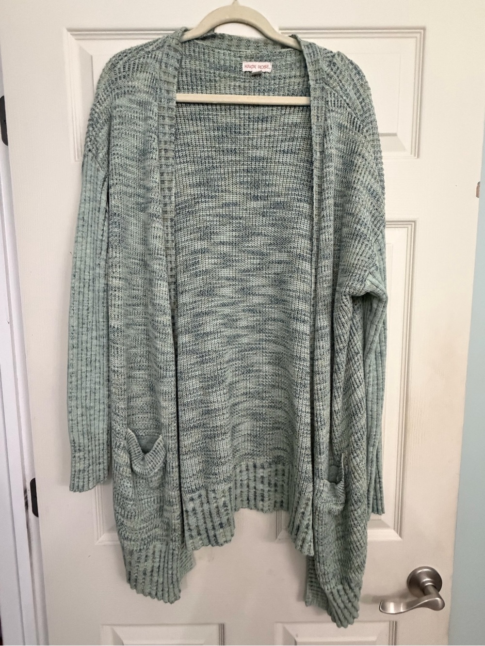 Knox Rose Open-Front Cardigan in Mint Green